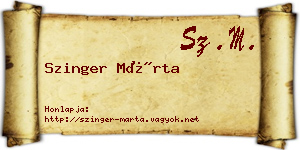 Szinger Márta névjegykártya