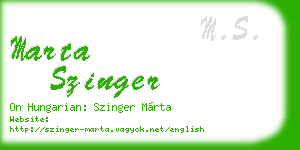 marta szinger business card