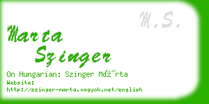 marta szinger business card